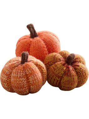 Sunset Knit Pumpkin Set of 3 Halloween Decor Autumn Bowl Fillers Fall Farmhouse